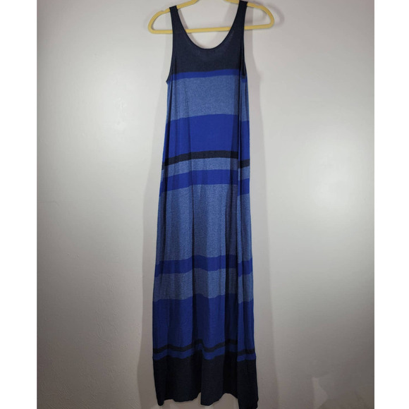 Vince Knit Maxi Dress Size M Scoop Neck Sleeveless Multi Stripe Colorblock - Picture 3 of 6
